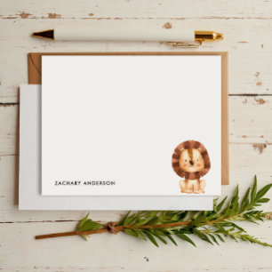 Carte De Correspondance Minimaliste Mignon Bébé Lion Enfants Personnalisé