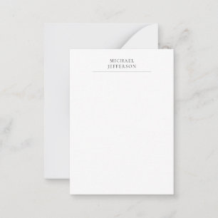 Carte De Correspondance Minimaliste Moderne Noir & Blanc Uni