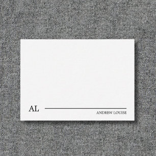 Carte De Correspondance Minimaliste Monogramme Ligne Affaires Noir et Blan
