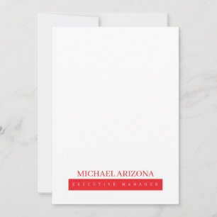 Carte De Correspondance Minimaliste simple moderne rouge noir et blanc