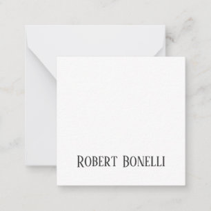 Carte De Correspondance Minimaliste uni noir et blanc moderne uni
