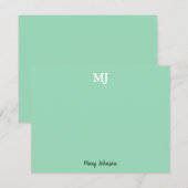Carte De Correspondance Mint vert Monogramme 2 deux lettres Initiales Mode (Devant / Derrière)