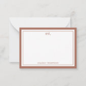 Carte De Correspondance Minuscule en terre cuite double bordure Monogramme (Devant)