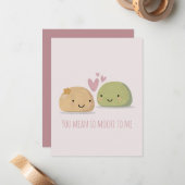 Carte De Correspondance Mochi Mignon Saint-Valentin (Devant/Arrière en situation)