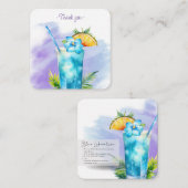Carte De Correspondance Mocktail Recette Vierge Bleu Lagon Fête Favoriser (Devant / Derrière)