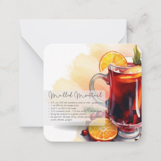Carte De Correspondance Mocktail Recette Vierge Mulled Wine Party Favorise (Dos)