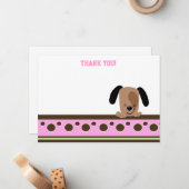 Carte De Correspondance Mod Pink Puppy Thème Flat Merci notes (Devant/Arrière en situation)