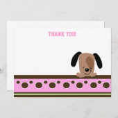 Carte De Correspondance Mod Pink Puppy Thème Flat Merci notes (Devant / Derrière)
