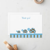 Carte De Correspondance Mod Turtles (Bleu) Flat Merci notes (Devant/Arrière en situation)