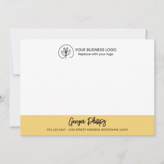 Carte De Correspondance Modern Basic Soft Yellow Name & Logo (Devant)