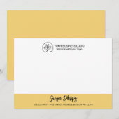 Carte De Correspondance Modern Basic Soft Yellow Name & Logo (Devant / Derrière)