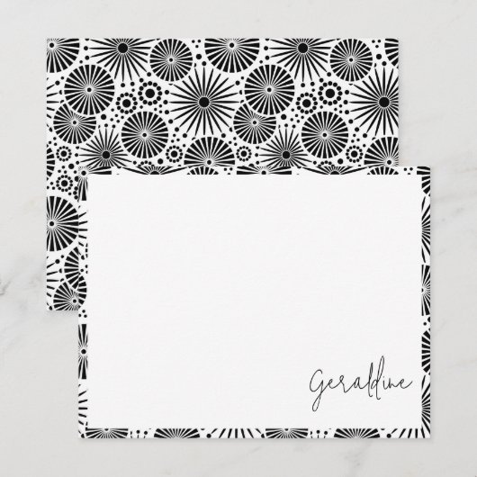 Carte De Correspondance Modern black white geometric starburst Name  (Devant / Derrière)