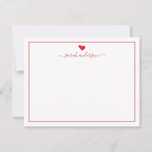 Carte De Correspondance Modern Calligraphy Red Heart Personalized (Devant)