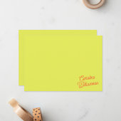Carte De Correspondance Modern Chartreuse Script Personalized Stationery (Devant/Arrière en situation)
