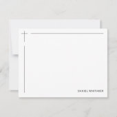 Carte De Correspondance Modern Christian Cross Monogrammed Minimal Black (Devant)