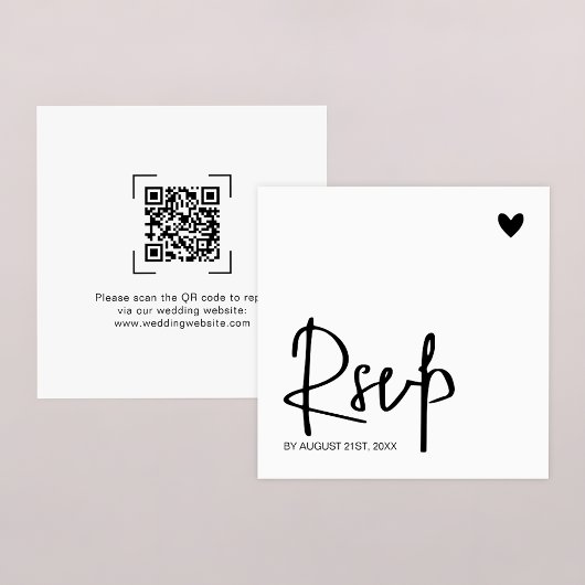 Carte De Correspondance Modern Contemporary Wedding QR Code Online RSVP
