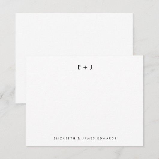 Carte De Correspondance Modern Couple Monogram Initials Personalized (Devant / Derrière)