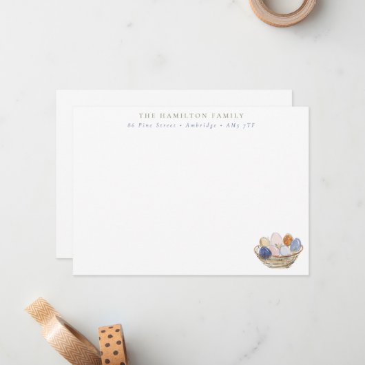 Carte De Correspondance Modern Easter Eggs Family (Devant/Arrière en situation)