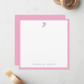 Carte De Correspondance Modern Elegant Monogram Trendy Sleek Pink & White (Devant/Arrière en situation)