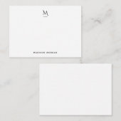 Carte De Correspondance Modern Initial Letterpress Simple Black (Devant / Derrière)