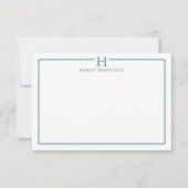 Carte De Correspondance Modern Initial Patina Blue Border Stationery (Devant)