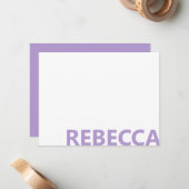 Carte De Correspondance Modern Lavender Purple Bold Monogram (Devant/Arrière en situation)