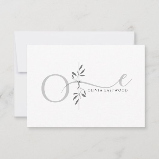 Carte De Correspondance Modern Minimalist Botanical Monogram  (Devant)