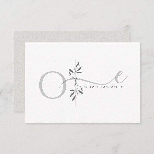 Carte De Correspondance Modern Minimalist Botanical Monogram  (Devant / Derrière)