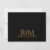 Carte De Correspondance Modern Monogram Black Gold Name (Devant)