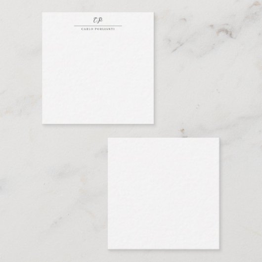 Carte De Correspondance Modern Monogrammed Calligraphy Plain Simple Name (Devant / Derrière)