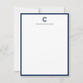 Carte De Correspondance Modern Navy Blue Border Custom Stationery Vertical (Devant)