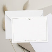 Carte De Correspondance Modern Olive Green Minimalist Elegant Monogram