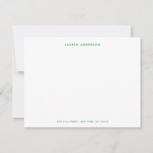 Carte De Correspondance Modern Preppy Green Personalized Flat (Devant)