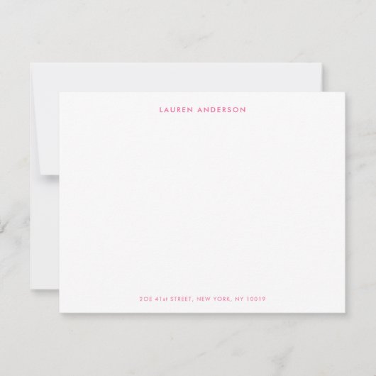 Carte De Correspondance Modern Preppy Pink Personalized Flat (Devant)