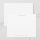 Carte De Correspondance Modern Preppy Pink Personalized Flat (Devant / Derrière)