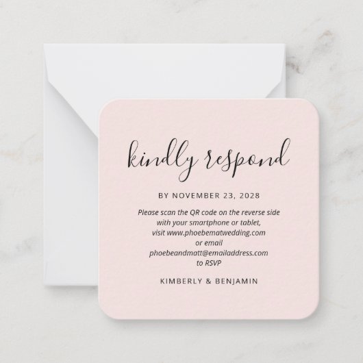 Carte De Correspondance Modern QR Code Wedding RSVP Card (Devant)