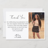 Carte De Correspondance modern script graduation photo thank you (Devant)