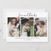 Carte De Correspondance Moderne 3 Photos Mariage Merci (Devant)