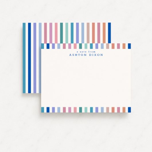 Carte de correspondance moderne à bordure rayée et