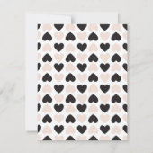 Carte De Correspondance Moderne Blush rose noir Coeurs d'amour Monogramme (Dos)