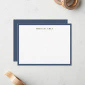 Carte De Correspondance Moderne Bordure Bleue Professionnelle (Devant/Arrière en situation)