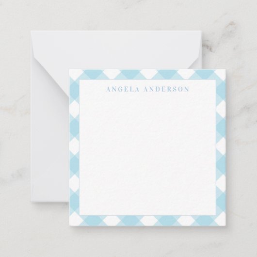 Carte De Correspondance Moderne Chic Gingham Pastel Bleu Clair à Carreaux (Devant)