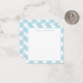 Carte De Correspondance Moderne Chic Gingham Pastel Bleu Clair à Carreaux (Devant/Arrière en situation)