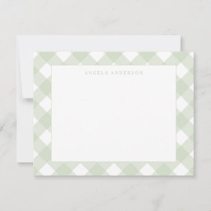 Carte De Correspondance Moderne Chic Pastel Vert Menthe Gingham Carreaux