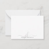 Carte De Correspondance Moderne Chic Script Gris Monogramme Initiales Mini (Devant)