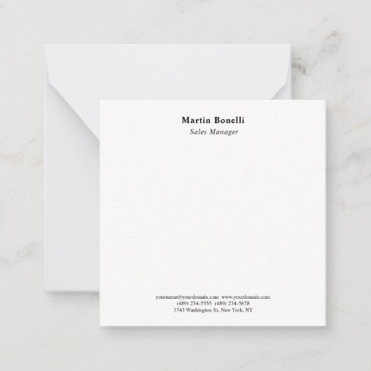 Carte De Correspondance Moderne Classique Professionnel Noir & Blanc (Devant)