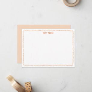 Carte De Correspondance Moderne Doodle Bordure Orange Personnalisé Plat