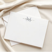 Moderne Élégant Chic Girly Script Monogramme Gris