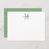 Carte De Correspondance Moderne Élégant Chic Script Monogramme Vert (Devant / Derrière)