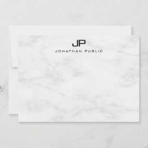 Carte De Correspondance Moderne Elégant Marbre blanc Monogramme tendance